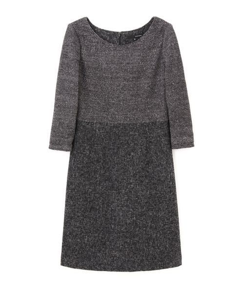 22 OCTOBRE（ヴァンドゥ－オクトーブル）の「ニットドッキングツィードワンピース【セットアップ対応商品】　（ワンピース・レディース・ブラック/ベージュ・38/36/40）」の5枚目の写真