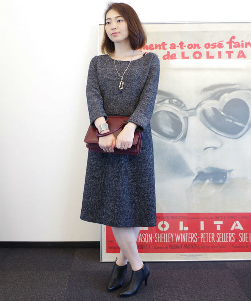 22 OCTOBRE（ヴァンドゥ－オクトーブル）の「ニットドッキングツィードワンピース【セットアップ対応商品】　（ワンピース・レディース・ブラック/ベージュ・38/36/40）」の10枚目の写真