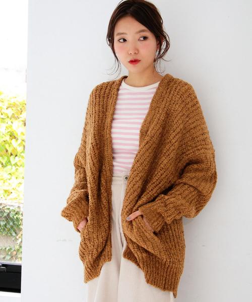 Another Edition（アナザーエディション）の「【一部WEB店舗限定】ワイドニットカーディガン/AEMFC AC/NY WIDE CGN◆（カーディガン/ボレロ・レディース・ホワイト/ベージュ/ライトピンク・ﾌﾘ-）」の7枚目の写真