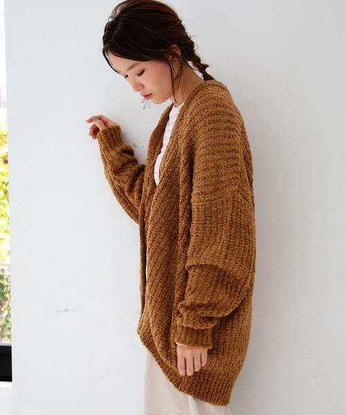 Another Edition（アナザーエディション）の「【一部WEB店舗限定】ワイドニットカーディガン/AEMFC AC/NY WIDE CGN◆（カーディガン/ボレロ・レディース・ホワイト/ベージュ/ライトピンク・ﾌﾘ-）」の8枚目の写真