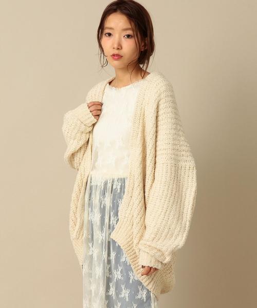 Another Edition（アナザーエディション）の「【一部WEB店舗限定】ワイドニットカーディガン/AEMFC AC/NY WIDE CGN◆（カーディガン/ボレロ・レディース・ホワイト/ベージュ/ライトピンク・ﾌﾘ-）」の4枚目の写真