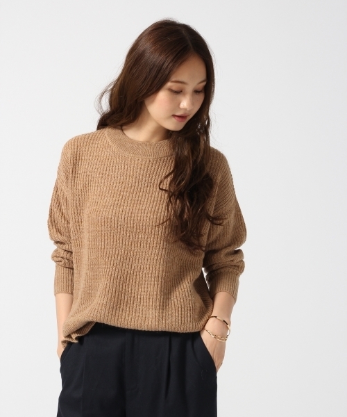 GLOBAL WORK(グローバルワーク)の「7ゲージイタリアアゼニットプルオーバー長袖/719687(ニット/セーター・レディース・ブラック/ホワイト/ブラウン/ライトグレー/ワインレッド・SMALL/LARGE/MEDIUM)」の4枚目の写真