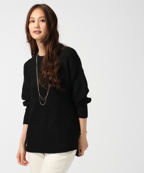 GLOBAL WORK(グローバルワーク)の「7ゲージイタリアアゼニットプルオーバー長袖/719687(ニット/セーター・レディース・ブラック/ホワイト/ブラウン/ライトグレー/ワインレッド・SMALL/LARGE/MEDIUM)」の2枚目の写真