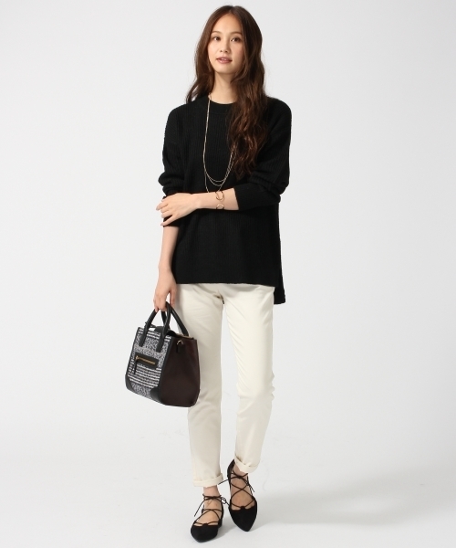 GLOBAL WORK(グローバルワーク)の「7ゲージイタリアアゼニットプルオーバー長袖/719687(ニット/セーター・レディース・ブラック/ホワイト/ブラウン/ライトグレー/ワインレッド・SMALL/LARGE/MEDIUM)」の7枚目の写真