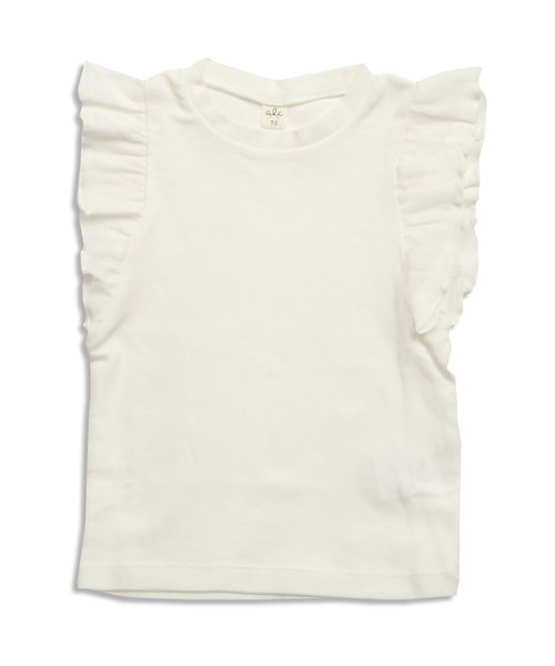 apres les cours（アプレレクール）の「袖フリルＴシャツ（Tシャツ/カットソー・キッズ・ミント/ネイビー/オフホワイト/グレー/オリーブ/ピンク・140/110/130/90/80/100/120）」の2枚目の写真