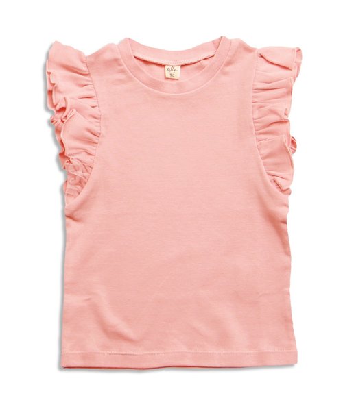 apres les cours（アプレレクール）の「袖フリルＴシャツ（Tシャツ/カットソー・キッズ・ミント/ネイビー/オフホワイト/グレー/オリーブ/ピンク・140/110/130/90/80/100/120）」の6枚目の写真