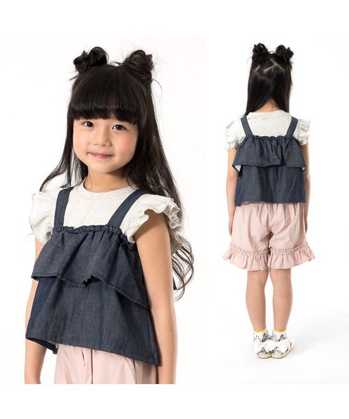 apres les cours（アプレレクール）の「袖フリルＴシャツ（Tシャツ/カットソー・キッズ・ミント/ネイビー/オフホワイト/グレー/オリーブ/ピンク・140/110/130/90/80/100/120）」の8枚目の写真