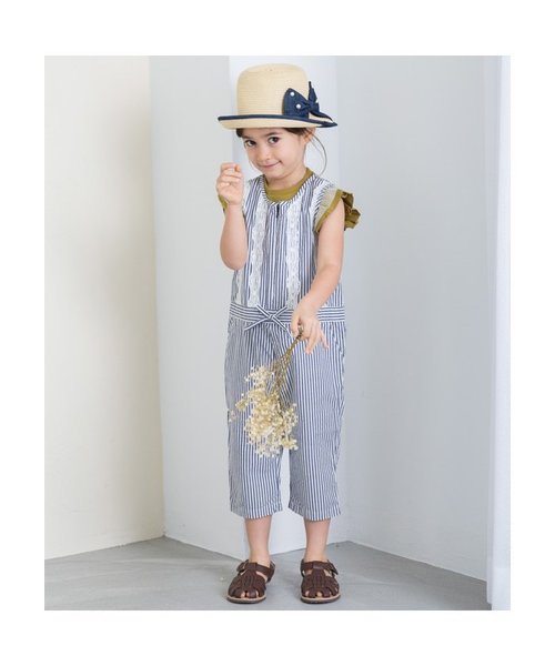 apres les cours（アプレレクール）の「袖フリルＴシャツ（Tシャツ/カットソー・キッズ・ミント/ネイビー/オフホワイト/グレー/オリーブ/ピンク・140/110/130/90/80/100/120）」の10枚目の写真