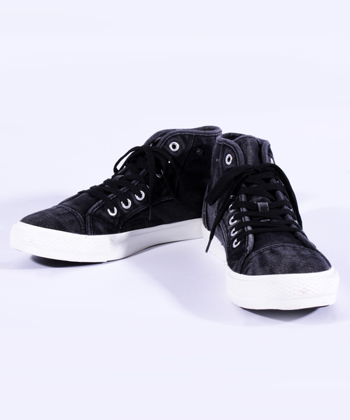 ８(eight)（エイト）の「デニム ハイカット ホワイトスニーカー（スニーカー・メンズ・ブラック/ホワイト/インディゴブルー・28.0cm/25.5cm/27.0cm/26.0cm/25.0cm/26.5cm）」の2枚目の写真