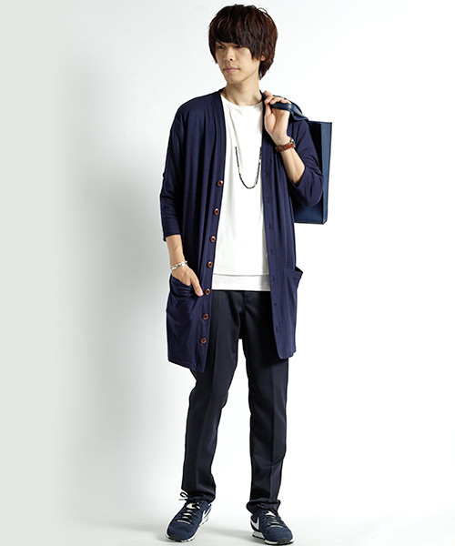 MONO-MART（モノマート）の「T/R ロング カーディガン ワイド(3/4スリーブ)（カーディガン/ボレロ・メンズ・ホワイト系その他/ブラック/グレー系その他/ブラウン系その他/オリーブ/ライトブルー/グレー系その他2/ネイビー/ブルー系その他/ラベンダー/ワイン・FREE）」の17枚目の写真