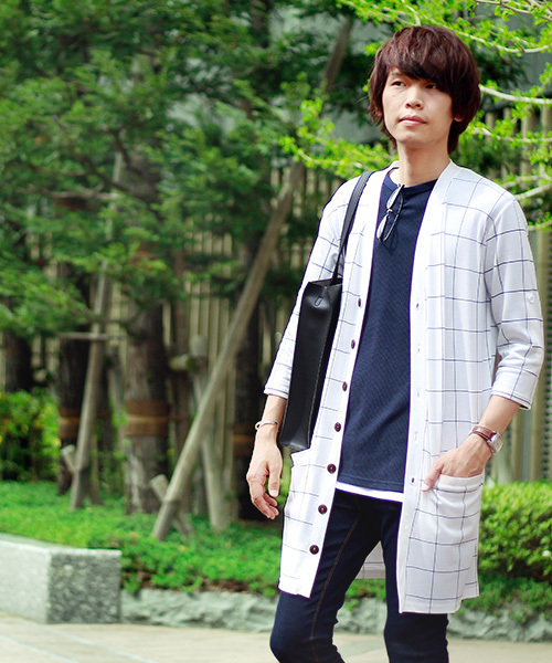 MONO-MART（モノマート）の「T/R ロング カーディガン ワイド(3/4スリーブ)（カーディガン/ボレロ・メンズ・ホワイト系その他/ブラック/グレー系その他/ブラウン系その他/オリーブ/ライトブルー/グレー系その他2/ネイビー/ブルー系その他/ラベンダー/ワイン・FREE）」の19枚目の写真