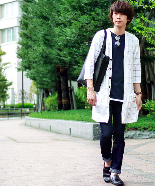 MONO-MART（モノマート）の「T/R ロング カーディガン ワイド(3/4スリーブ)（カーディガン/ボレロ・メンズ・ホワイト系その他/ブラック/グレー系その他/ブラウン系その他/オリーブ/ライトブルー/グレー系その他2/ネイビー/ブルー系その他/ラベンダー/ワイン・FREE）」の20枚目の写真