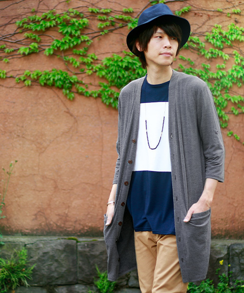 MONO-MART（モノマート）の「T/R ロング カーディガン ワイド(3/4スリーブ)（カーディガン/ボレロ・メンズ・ホワイト系その他/ブラック/グレー系その他/ブラウン系その他/オリーブ/ライトブルー/グレー系その他2/ネイビー/ブルー系その他/ラベンダー/ワイン・FREE）」の21枚目の写真