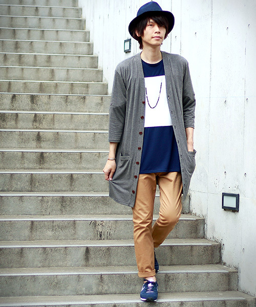 MONO-MART（モノマート）の「T/R ロング カーディガン ワイド(3/4スリーブ)（カーディガン/ボレロ・メンズ・ホワイト系その他/ブラック/グレー系その他/ブラウン系その他/オリーブ/ライトブルー/グレー系その他2/ネイビー/ブルー系その他/ラベンダー/ワイン・FREE）」の22枚目の写真