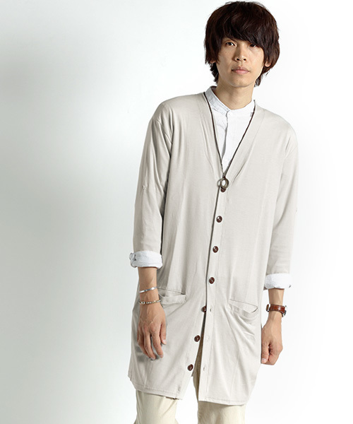 MONO-MART（モノマート）の「T/R ロング カーディガン ワイド(3/4スリーブ)（カーディガン/ボレロ・メンズ・ホワイト系その他/ブラック/グレー系その他/ブラウン系その他/オリーブ/ライトブルー/グレー系その他2/ネイビー/ブルー系その他/ラベンダー/ワイン・FREE）」の15枚目の写真