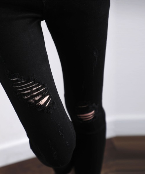 classicalelf（クラシカルエルフ）の「ダメージスキニーデニムパンツ（フルレングス）（デニムパンツ・レディース・サックスブルー/インディゴブルー/ブラック・73/58/61/70/67/76/64）」の8枚目の写真