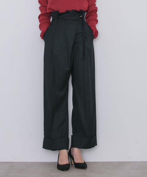 STUDIOUS（ステュディオス）の「【STUDIOUS】クラウンワイドパンツ（その他パンツ・レディース・ブラック/ベージュ・1/0）」の2枚目の写真