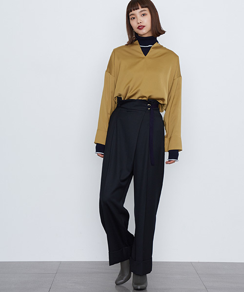 STUDIOUS（ステュディオス）の「【STUDIOUS】クラウンワイドパンツ（その他パンツ・レディース・ブラック/ベージュ・1/0）」の12枚目の写真