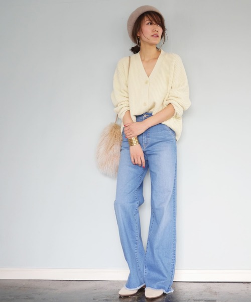 STUDIOUS（ステュディオス）の「【WEARISTA miki コラボ】裾フリンジワイドデニム（デニムパンツ・レディース・インディゴブルー/サックスブルー・M/S）」の6枚目の写真