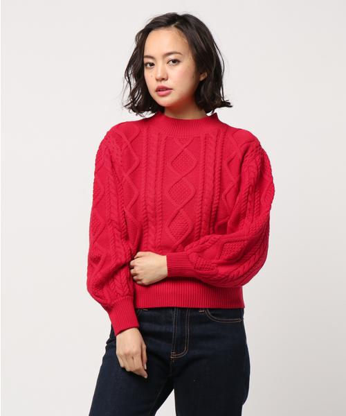 LOWRYS FARM（ローリーズファーム）の「５Ｇケーブルプルオーバー　784363 （ニット/セーター・レディース・ブラック/ブラウン/レッド/アイボリー・MEDIUM/LARGE）」の13枚目の写真