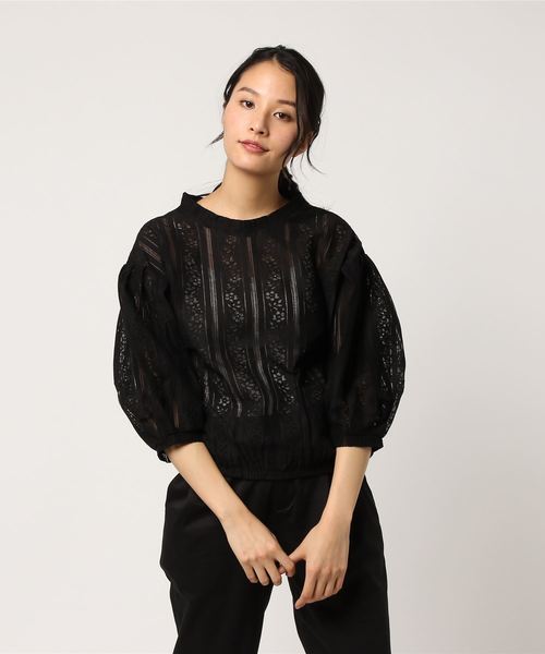 LOWRYS FARM（ローリーズファーム）の「レースソデボリューム／７Ｓ  784717（Tシャツ/カットソー・レディース・ブラック/グリーン/ホワイト・LARGE/MEDIUM）」の9枚目の写真