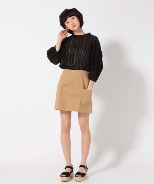 LOWRYS FARM（ローリーズファーム）の「レースソデボリューム／７Ｓ  784717（Tシャツ/カットソー・レディース・ブラック/グリーン/ホワイト・LARGE/MEDIUM）」の7枚目の写真