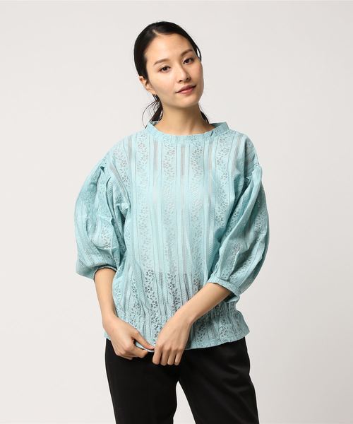 LOWRYS FARM（ローリーズファーム）の「レースソデボリューム／７Ｓ  784717（Tシャツ/カットソー・レディース・ブラック/グリーン/ホワイト・LARGE/MEDIUM）」の6枚目の写真