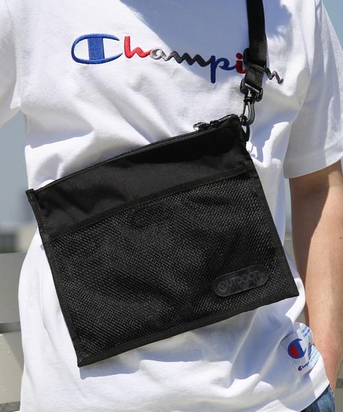 OUTDOOR PRODUCTS（アウトドアプロダクツ）の「OUTDOOR PRODUCTS(アウトドアプロダクツ)"BLACK"別注メッシュコンビサコッシュバッグ（ショルダーバッグ・メンズ・ブラック/ライトブルー・FREE）」の2枚目の写真