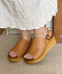 日本製 厚底サンダル ウッドソール バックベルト 2way