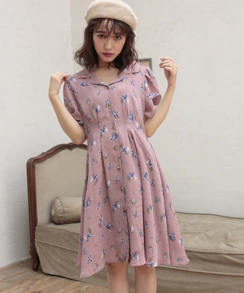 one after another NICE CLAUP（ワンアフターアナザーナイスクラップ）の「開襟ミニワンピース（ワンピース・レディース・ブラック/ブルー/ベージュ系その他/ピンク系その他・FREE）」の8枚目の写真