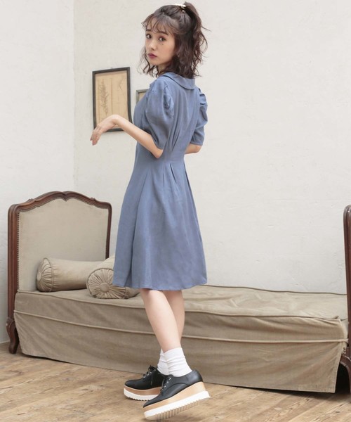 one after another NICE CLAUP（ワンアフターアナザーナイスクラップ）の「開襟ミニワンピース（ワンピース・レディース・ブラック/ブルー/ベージュ系その他/ピンク系その他・FREE）」の11枚目の写真