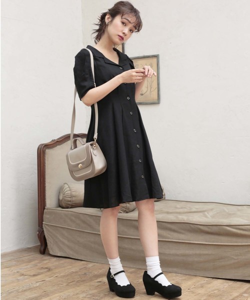 one after another NICE CLAUP（ワンアフターアナザーナイスクラップ）の「開襟ミニワンピース（ワンピース・レディース・ブラック/ブルー/ベージュ系その他/ピンク系その他・FREE）」の16枚目の写真