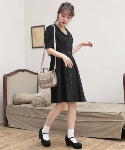 one after another NICE CLAUP（ワンアフターアナザーナイスクラップ）の「開襟ミニワンピース（ワンピース・レディース・ブラック/ブルー/ベージュ系その他/ピンク系その他・FREE）」の17枚目の写真