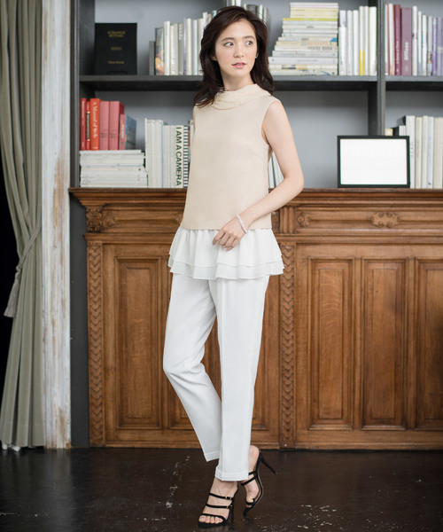 セール ティアードブラウス シガレットパンツのセットアップ結婚式パンツドレス ビジネス オフィスシーン対応フォーマルパーティードレス パンツドレス Girl ガール のファッション通販 Zozotown