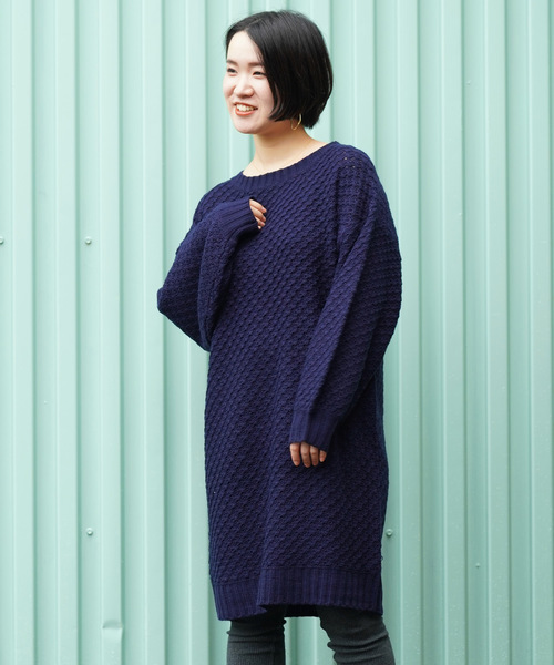 rps（アールピーエス）の「ラーベン編みニットワンピース（ワンピース・レディース・ブラック/ネイビー/オフホワイト/ボルドー/杢グレー・M）」の5枚目の写真