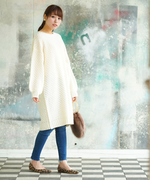 rps（アールピーエス）の「ラーベン編みニットワンピース（ワンピース・レディース・ブラック/ネイビー/オフホワイト/ボルドー/杢グレー・M）」の2枚目の写真