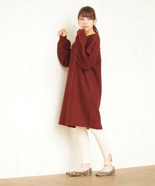 rps（アールピーエス）の「ラーベン編みニットワンピース（ワンピース・レディース・ブラック/ネイビー/オフホワイト/ボルドー/杢グレー・M）」の11枚目の写真