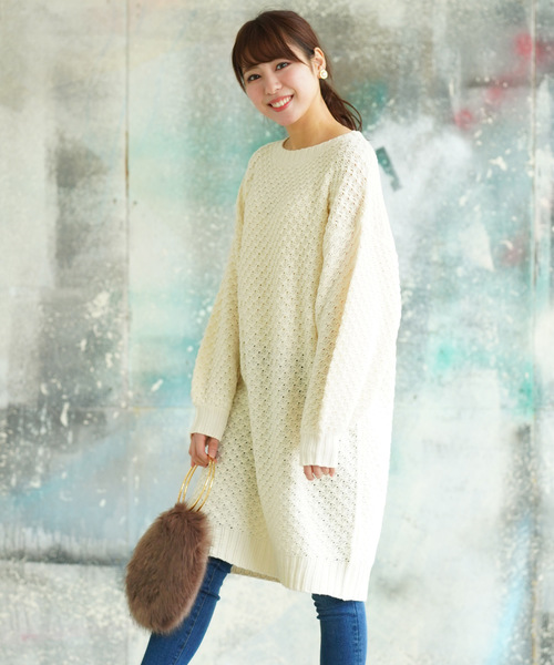 rps（アールピーエス）の「ラーベン編みニットワンピース（ワンピース・レディース・ブラック/ネイビー/オフホワイト/ボルドー/杢グレー・M）」の13枚目の写真