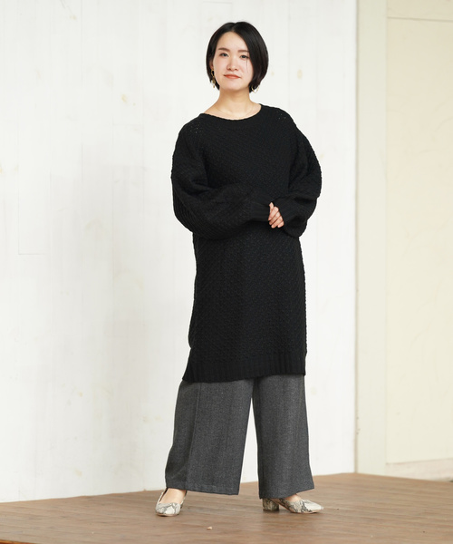 rps（アールピーエス）の「ラーベン編みニットワンピース（ワンピース・レディース・ブラック/ネイビー/オフホワイト/ボルドー/杢グレー・M）」の10枚目の写真