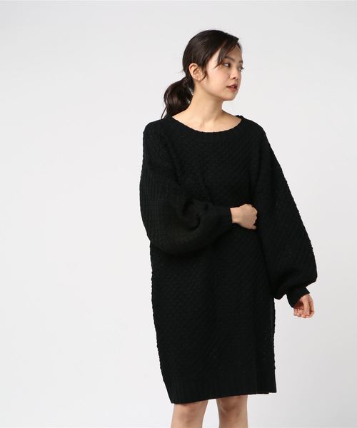 rps（アールピーエス）の「ラーベン編みニットワンピース（ワンピース・レディース・ブラック/ネイビー/オフホワイト/ボルドー/杢グレー・M）」の8枚目の写真