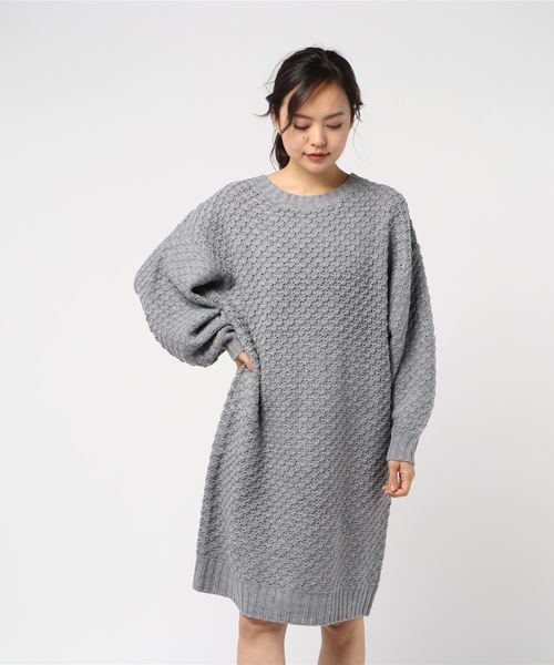 rps（アールピーエス）の「ラーベン編みニットワンピース（ワンピース・レディース・ブラック/ネイビー/オフホワイト/ボルドー/杢グレー・M）」の12枚目の写真