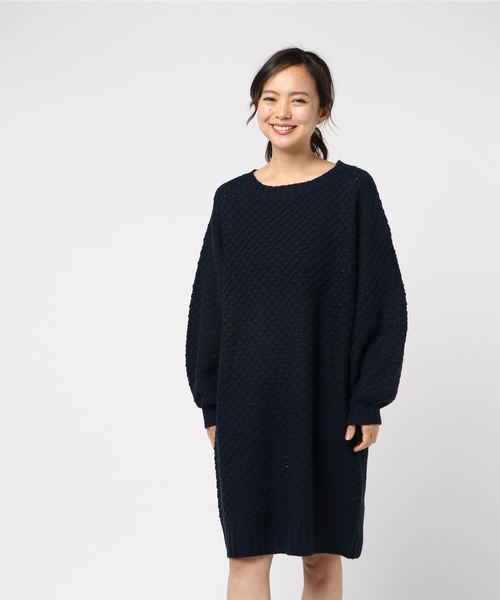 rps（アールピーエス）の「ラーベン編みニットワンピース（ワンピース・レディース・ブラック/ネイビー/オフホワイト/ボルドー/杢グレー・M）」の17枚目の写真