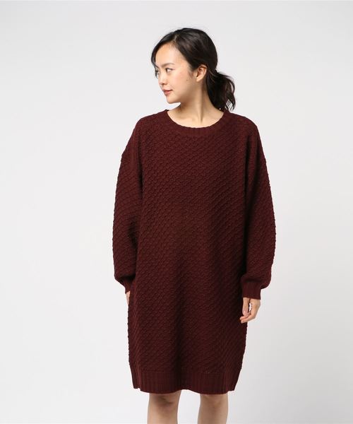 rps（アールピーエス）の「ラーベン編みニットワンピース（ワンピース・レディース・ブラック/ネイビー/オフホワイト/ボルドー/杢グレー・M）」の14枚目の写真