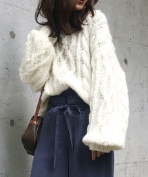 MOHAIR BIG CABLE KNIT