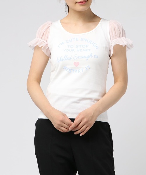 MILK（ミルク）の「CUTE Tシャツ（Tシャツ/カットソー・レディース・ネイビー/オフホワイト/ホワイト×ピンク・FREE）」の3枚目の写真