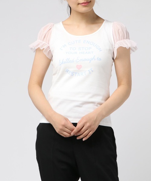 MILK（ミルク）の「CUTE Tシャツ（Tシャツ/カットソー・レディース・ネイビー/オフホワイト/ホワイト×ピンク・FREE）」の9枚目の写真