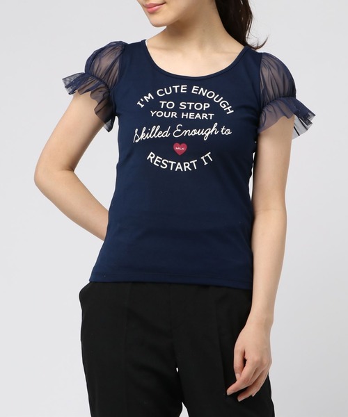 MILK（ミルク）の「CUTE Tシャツ（Tシャツ/カットソー・レディース・ネイビー/オフホワイト/ホワイト×ピンク・FREE）」の10枚目の写真