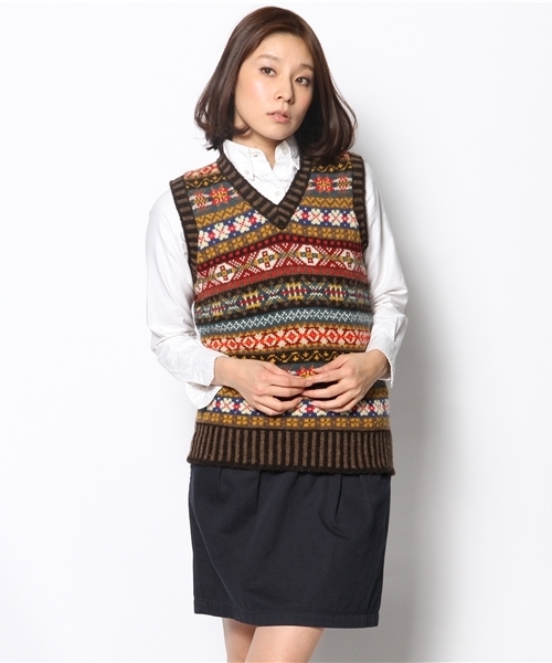 fennica(フェニカ)の「Jamieson's Knitwear×fennica / Vネックベスト 【Women's】(ベスト・レディース・グレー/グリーン/オレンジ系その他/その他1・SMALL/X-SMALL)」の4枚目の写真