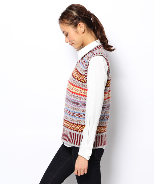 fennica(フェニカ)の「Jamieson's Knitwear×fennica / Vネックベスト 【Women's】(ベスト・レディース・グレー/グリーン/オレンジ系その他/その他1・SMALL/X-SMALL)」の8枚目の写真
