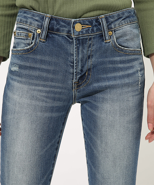 AZUL by moussy（アズールバイマウジー）の「REPAIR DENIM SKINNY/リペアデニムスキニー（デニムパンツ・レディース・ブルー/ダークブルー・SMALL/MEDIUM/LARGE/X-SMALL）」の9枚目の写真